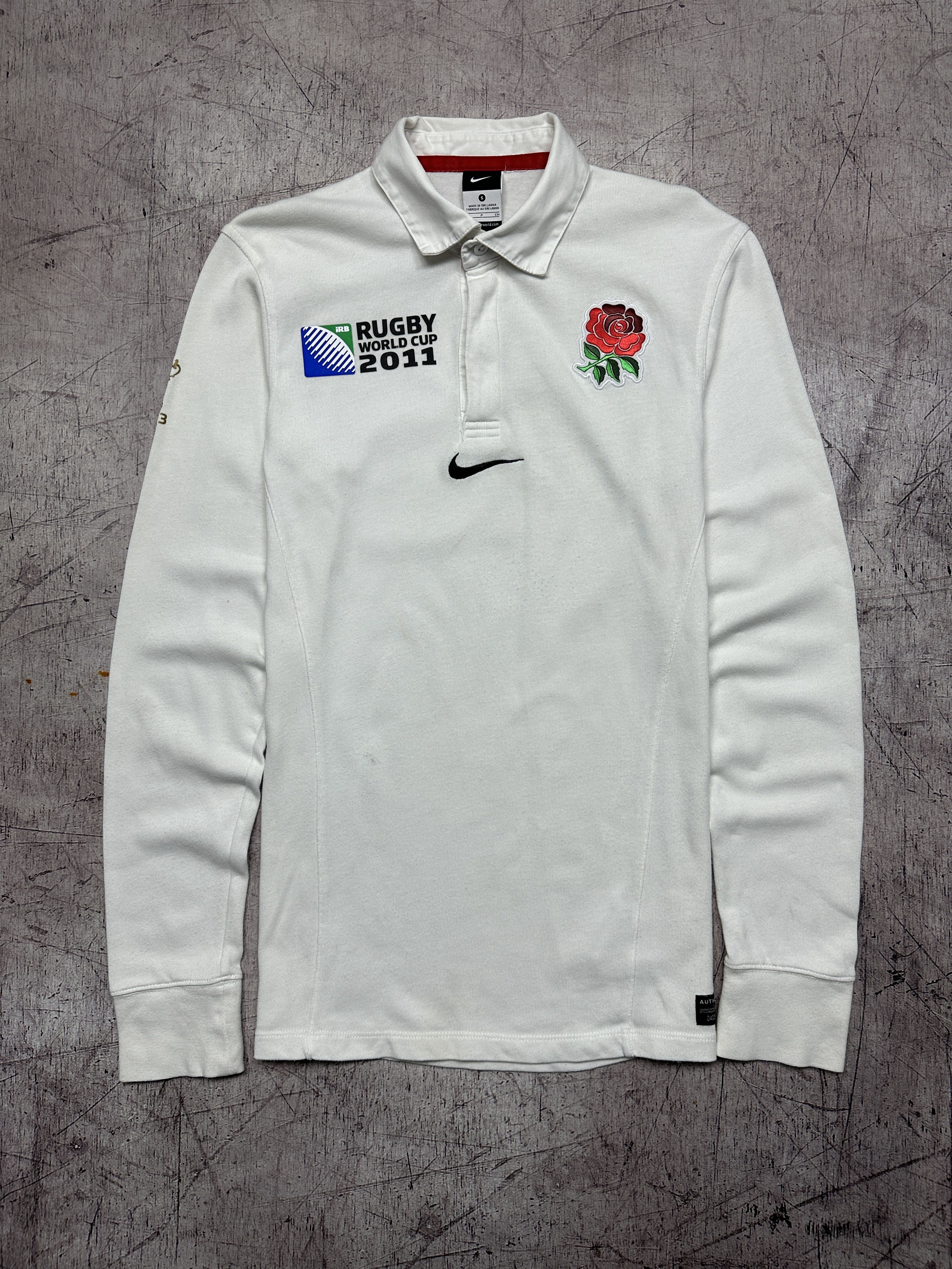 Nike Nike 2011 Mens England Rugby Long Sleeve Polo Shirt Size US S / EU 44-46 / 1 - 1 Thumbnail