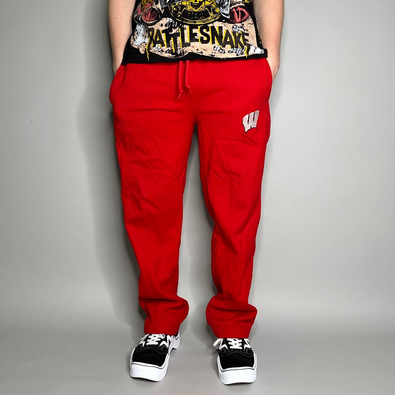 Pro Edge Vintage Y2K Wisconsin Sweatpants Mens S Relaxed Red White Size US 30 / EU 46 - 2 Thumbnail