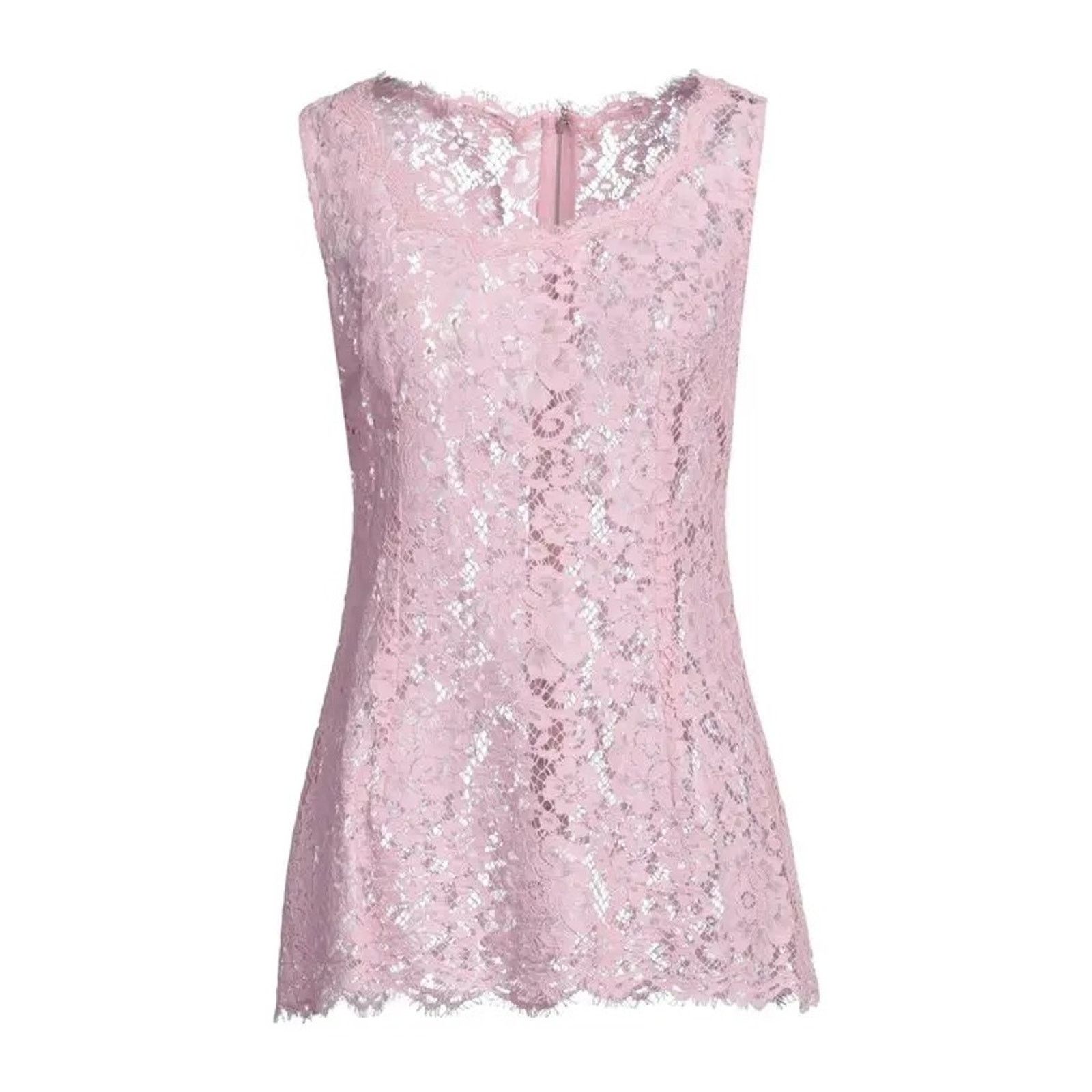 Dolce & Gabbana Dolce & Gabbana Pink Lace Sleeveless Tank Top Blouse IT46 XL Size M / US 6-8 / IT 42-44 - 5 Thumbnail