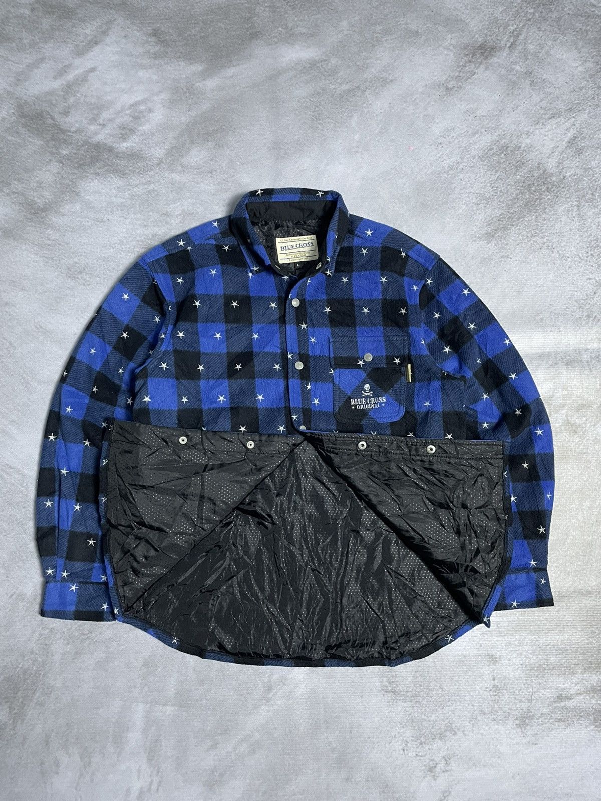 14th Addiction × If Six Was Nine × Tornado Mart 90’s Blue Cross Star Embroidered Flannel Shirt Size US M / EU 48-50 / 2 - 2 Thumbnail