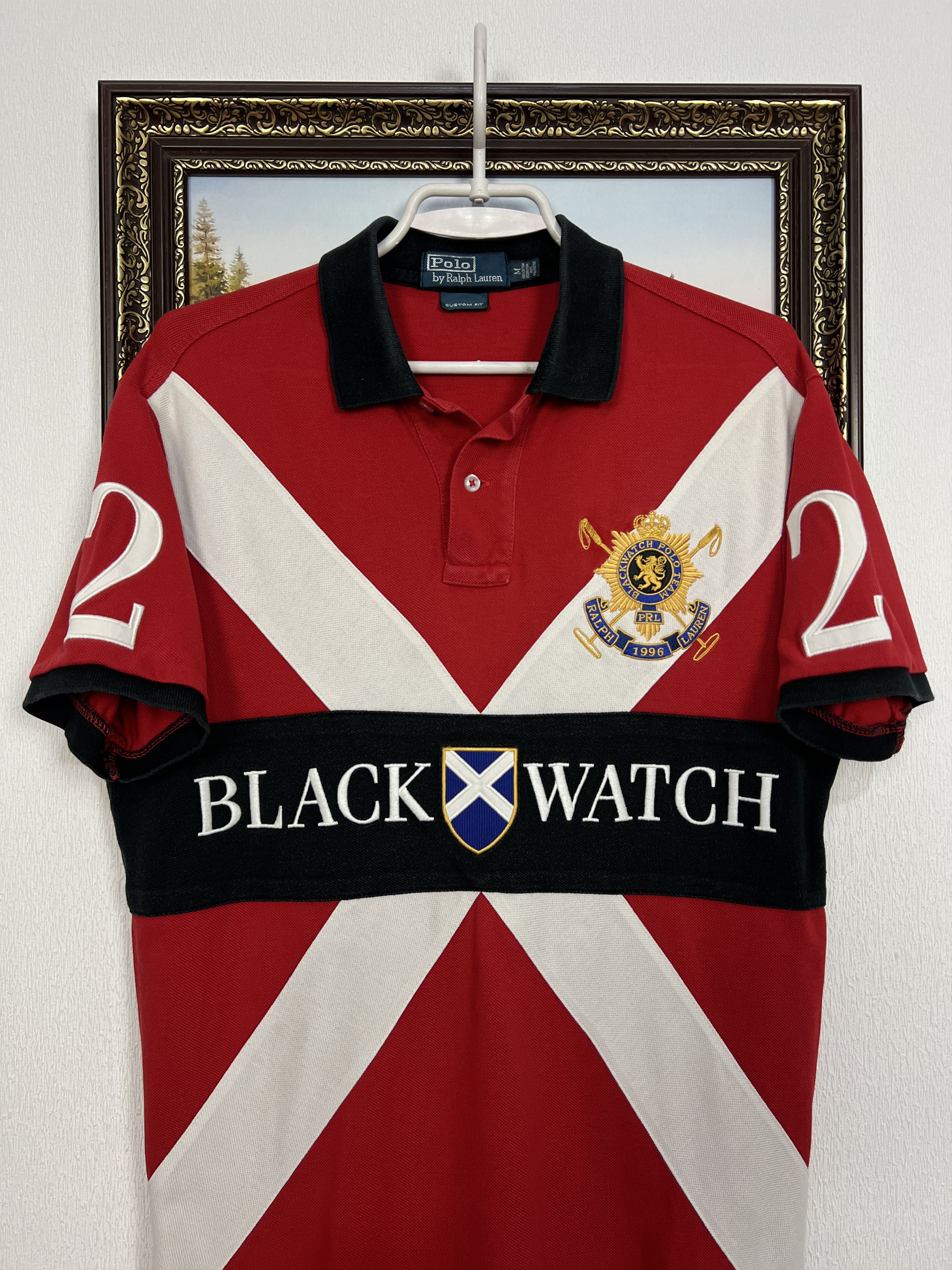 Polo Ralph Lauren Black Watch Red Mens Jersey Shirt Big Logo Spell Out Size US M / EU 48-50 / 2 - 2 Thumbnail