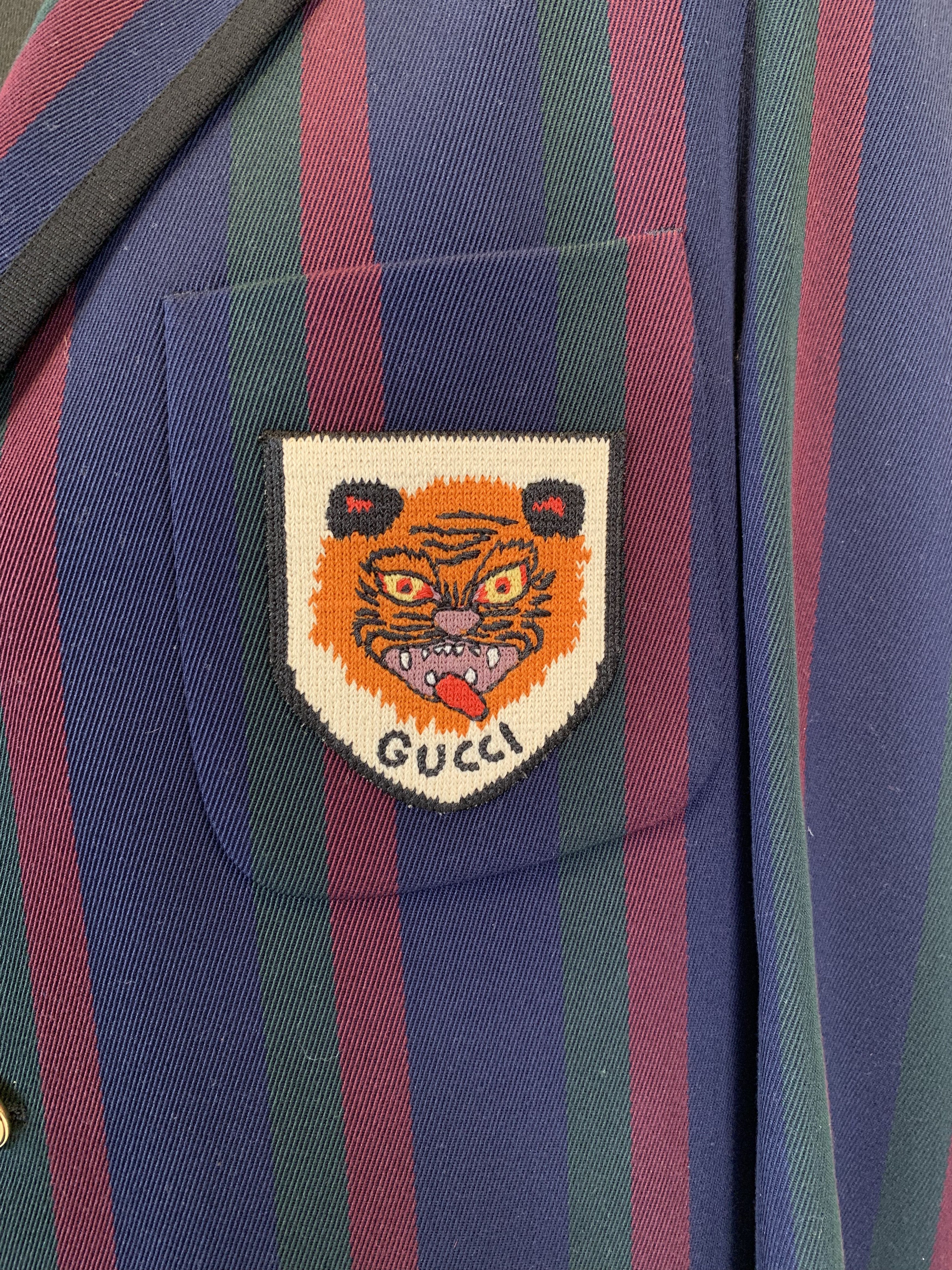 Gucci Gucci Stripped Tiger Embroidered Blazerr Size 50R - 6 Thumbnail