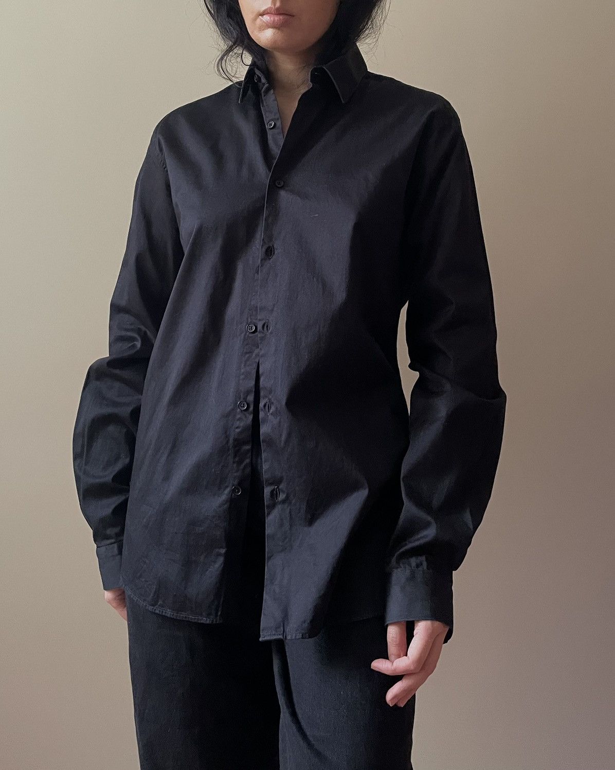 Emmanuelle Khanh Vintage Emmanuelle Khanh Black Cotton Shirt Size L / US 10 / IT 46 - 1 Thumbnail