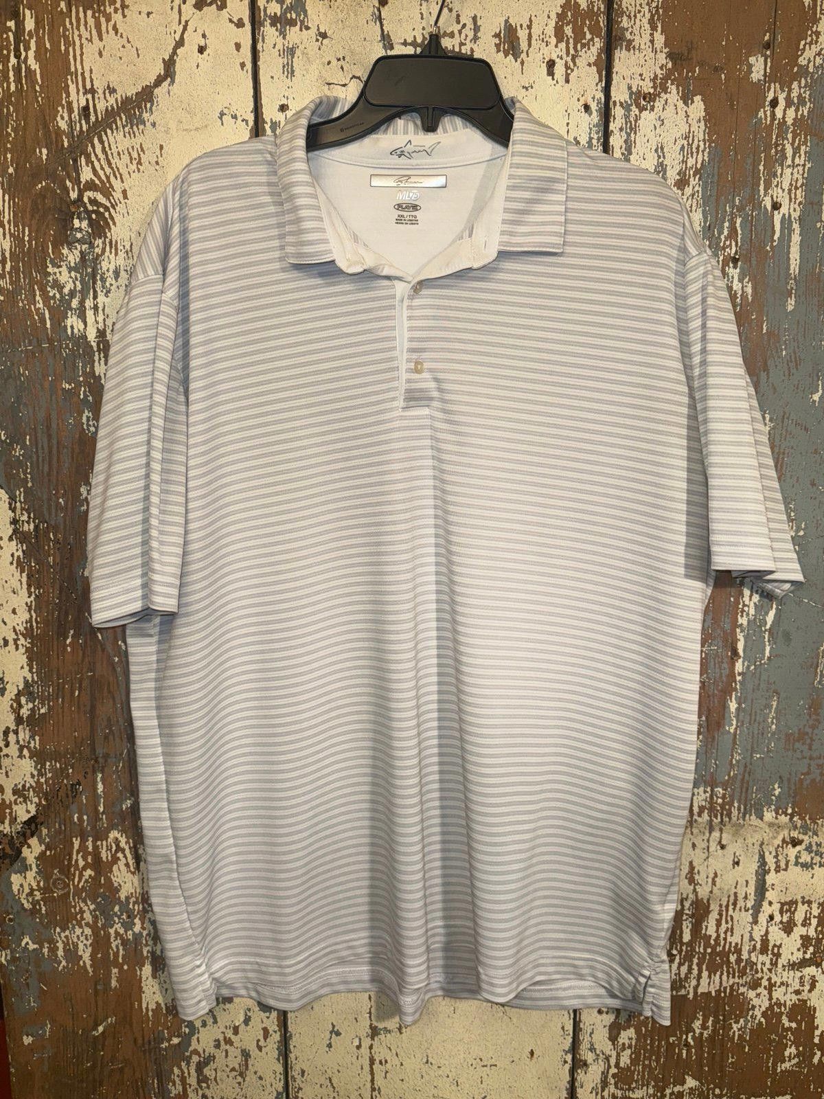 Nike Greg Norman gray white striped golf polo Men’s size XXL Size US XXL / EU 58 / 5 - 1 Thumbnail