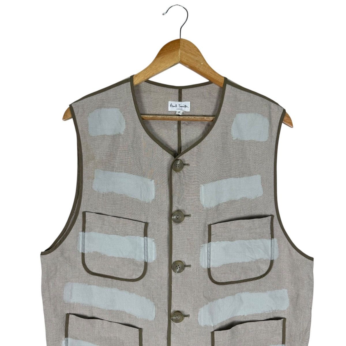 Paul Smith ☀️PAUL SMITH HEMP MULTI POCKET BUTTON VEST Size US M / EU 48-50 / 2 - 3 Thumbnail