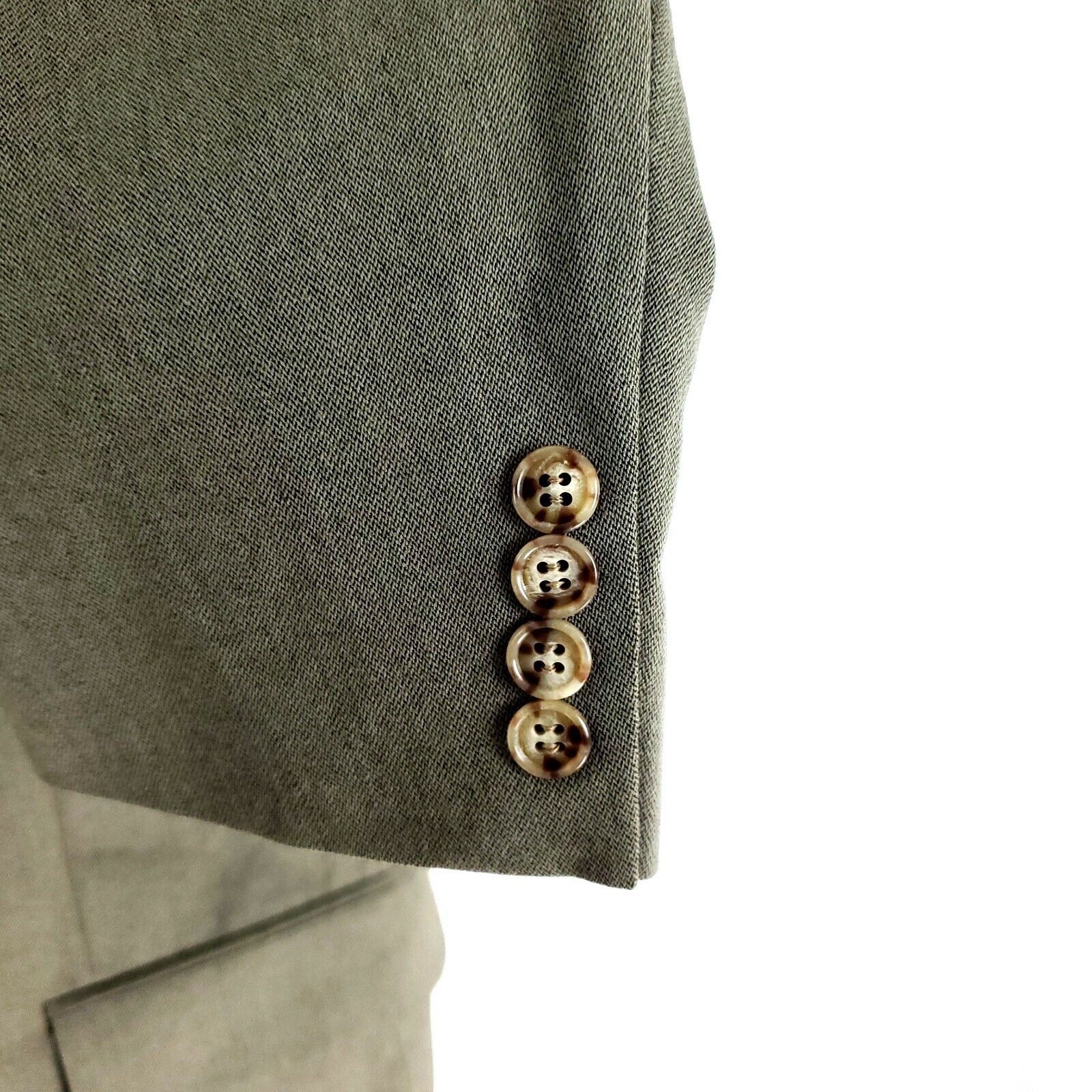 Oscar De La Renta Oscar De La Renta Wool 2 Button Blazer 46R Tan Herringbone S Size 46R - 4 Thumbnail