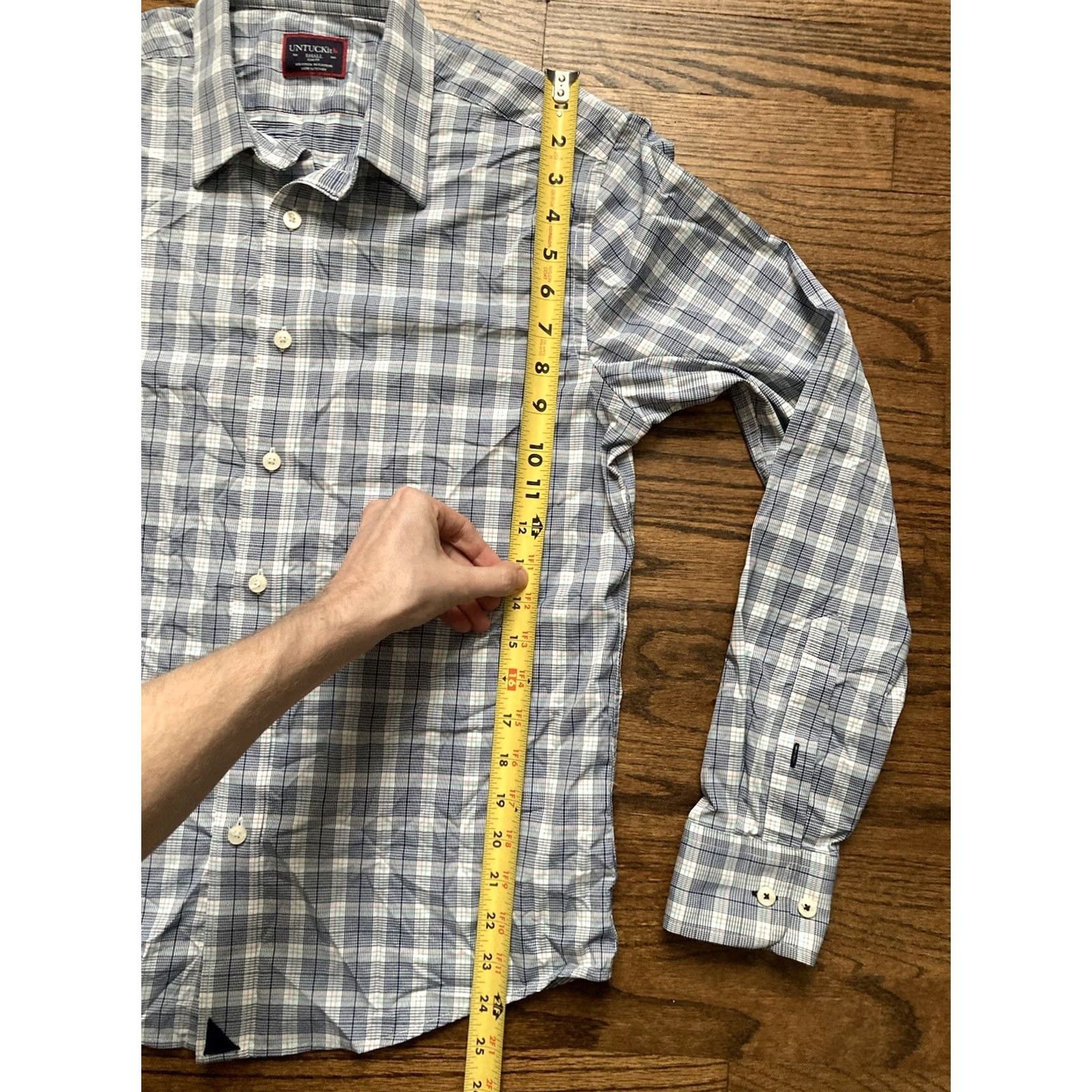 UNTUCKit UNTUCKit Shirt Mens Small Blue Plaid Button Long Sleeve Slim Performance Size US S / EU 44-46 / 1 - 6 Thumbnail