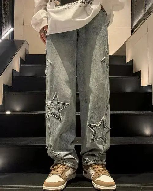 Japanese Brand Tomomi x Keito Star Embroidery Straight Casual Men Jeans Size US 29 - 1 Thumbnail