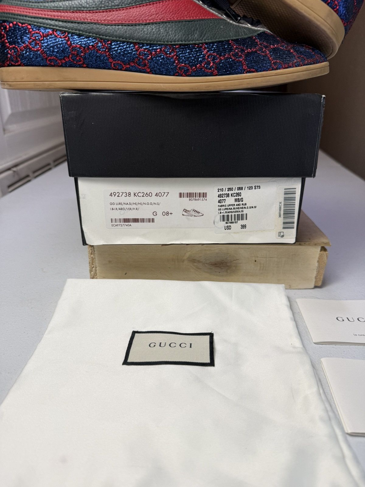 Gucci GUCCI Falacer Lurex Low-Top Sneakers Sz 8.5 Size US 8.5 / EU 41-42 - 2 Thumbnail