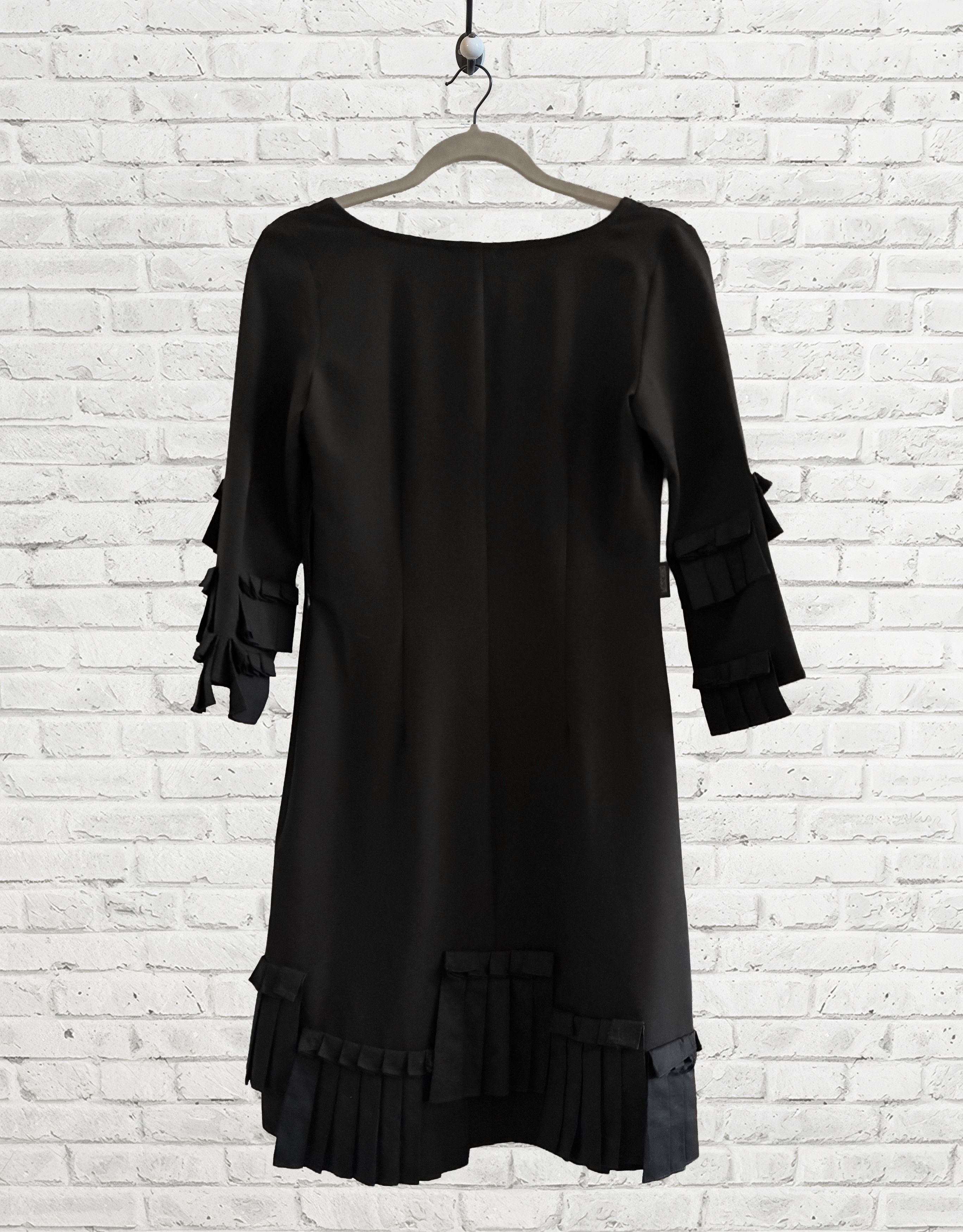 Moschino MOSCHINO Little Black Cocktail Dress with Folded Ruffles Size S / US 4 / IT 40 - 2 Thumbnail