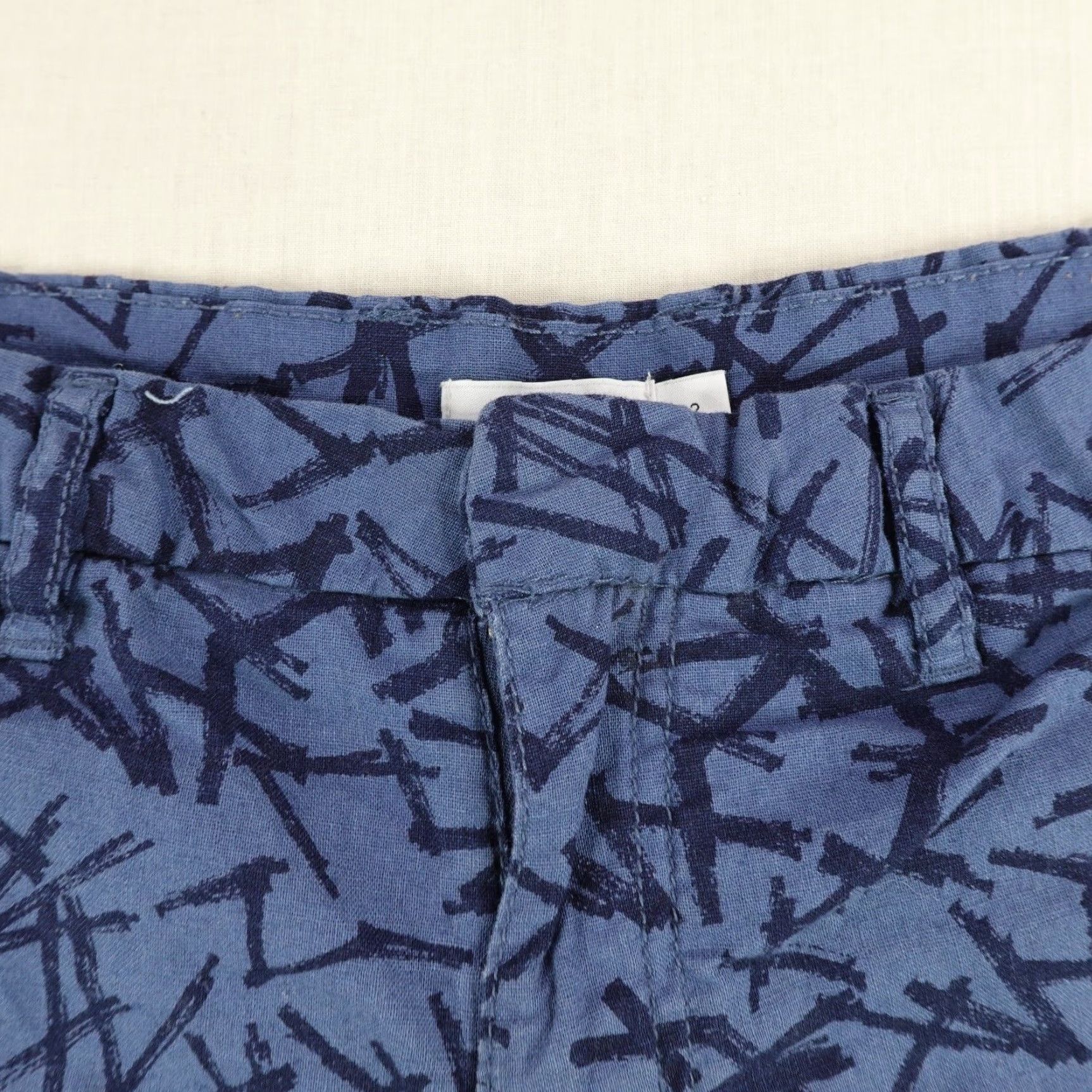Onia VINTAGE Onia Shorts Men's 32 Blue Geometric Chino Linen Blend Flat Front 11in Inseam Summer Beach Mens Size US 34 / EU 50 - 2 Thumbnail