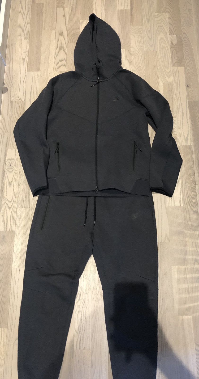 image of Full Blue Nike Tech Fleece in Black, Men's (Size Large)