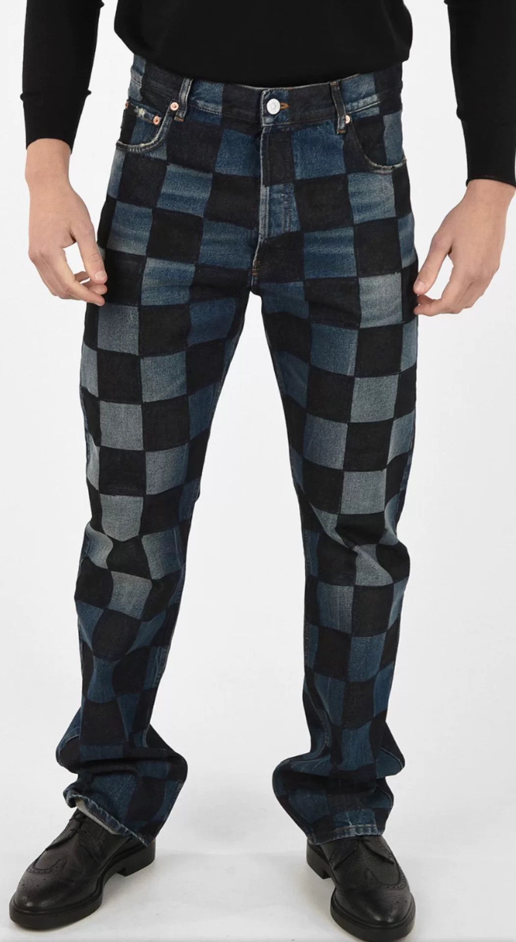 Balenciaga Balenciaga Checkerboard Wide-Leg Jeans Size US 30 / EU 46 - 1 Thumbnail