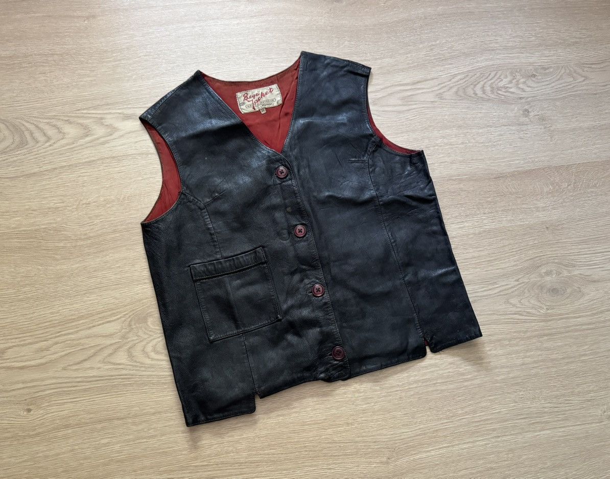 Genuine Leather Vintage 40-50’s B.G.Matsson “Bage Jacket” Leather Moto Vest Size S / US 4 / IT 40 - 1 Thumbnail
