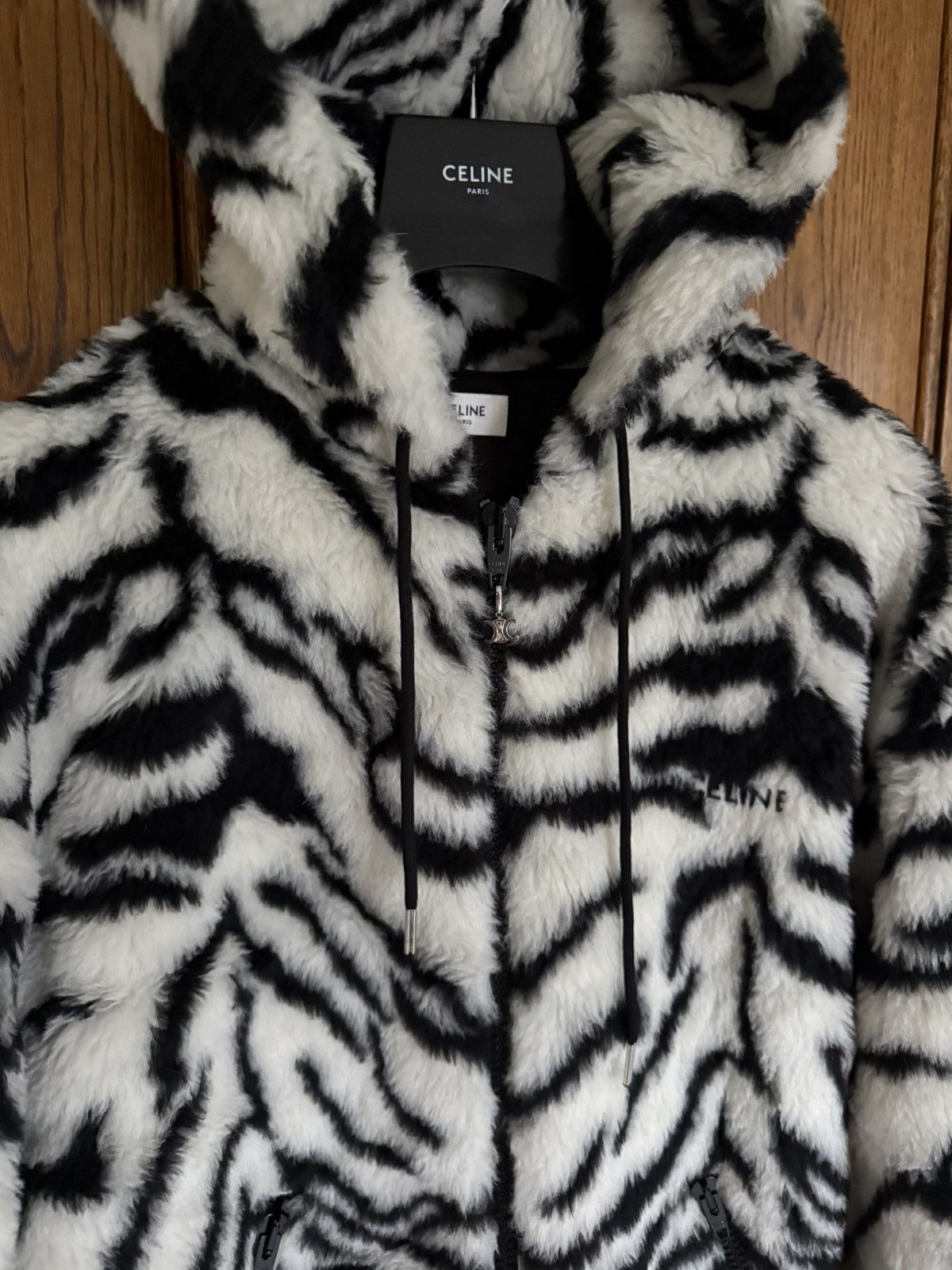 Celine Celine FW23 white tiger fleece logo hoodie Hedi Slimane Size US M / EU 48-50 / 2 - 17 Thumbnail
