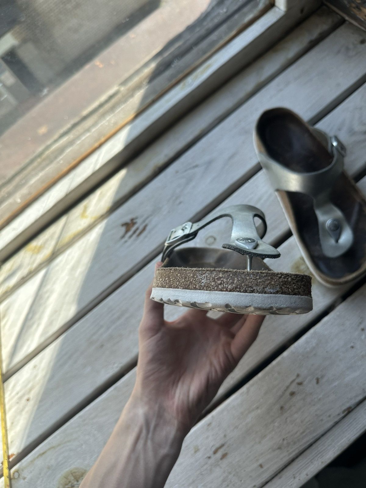 Birkenstock 🚨Vintage Birkenstock 38 silver Luxe Sandals rare slides Size US 8 / IT 38 - 6 Thumbnail