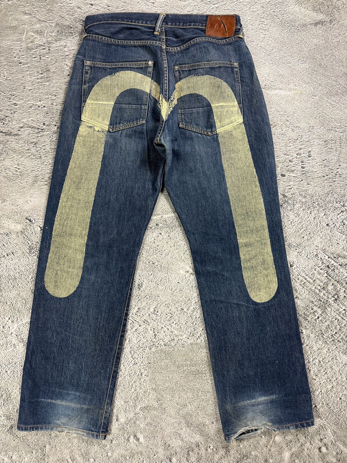 Evisu Evisu jeans white daicock big logo blue selvedge denim Size US 33 - 1 Thumbnail