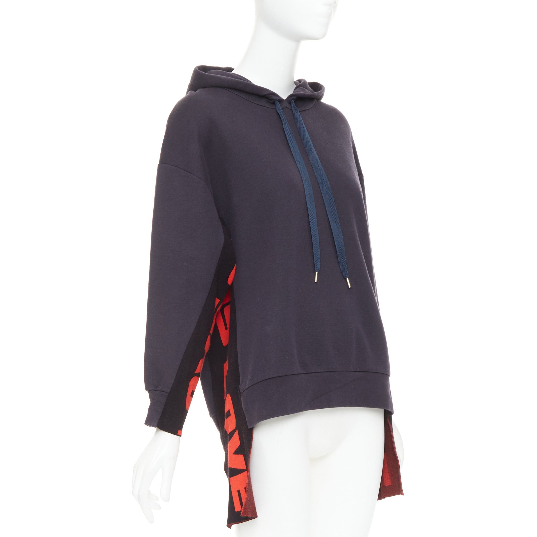 Stella McCartney STELLA MCCARTNEY 2017 All is Love trim high low hem drawstring hoodie IT36 XXS Size XS / US 0-2 / IT 36-38 - 1 Thumbnail