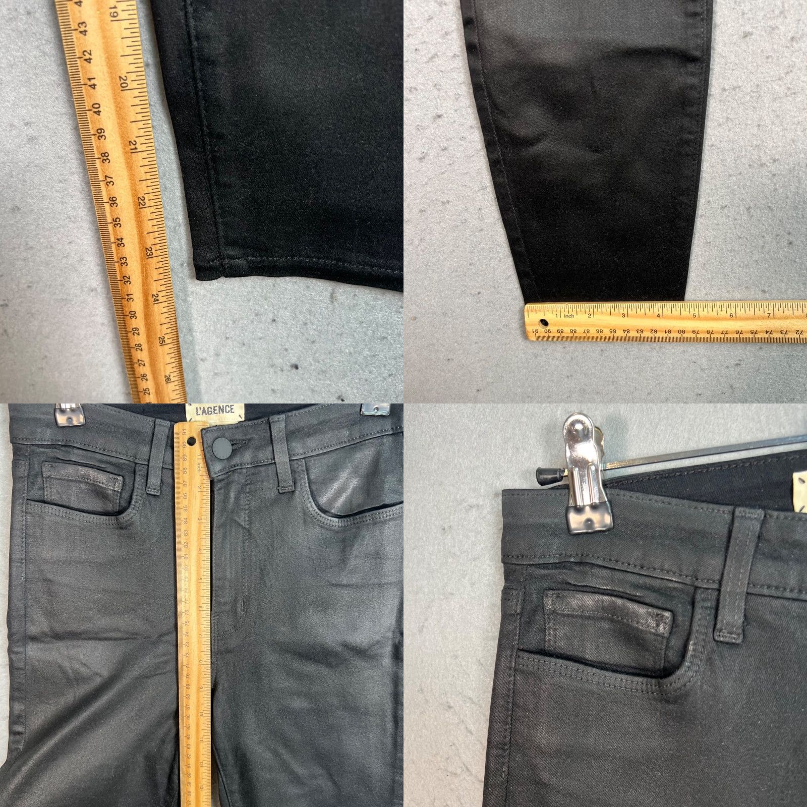 L'AGENCE L'Agence Womens 27 Margot High-Rise Skinny Coated Black Jeans Shirt? Size 27" / US 4 / IT 40 - 8 Thumbnail