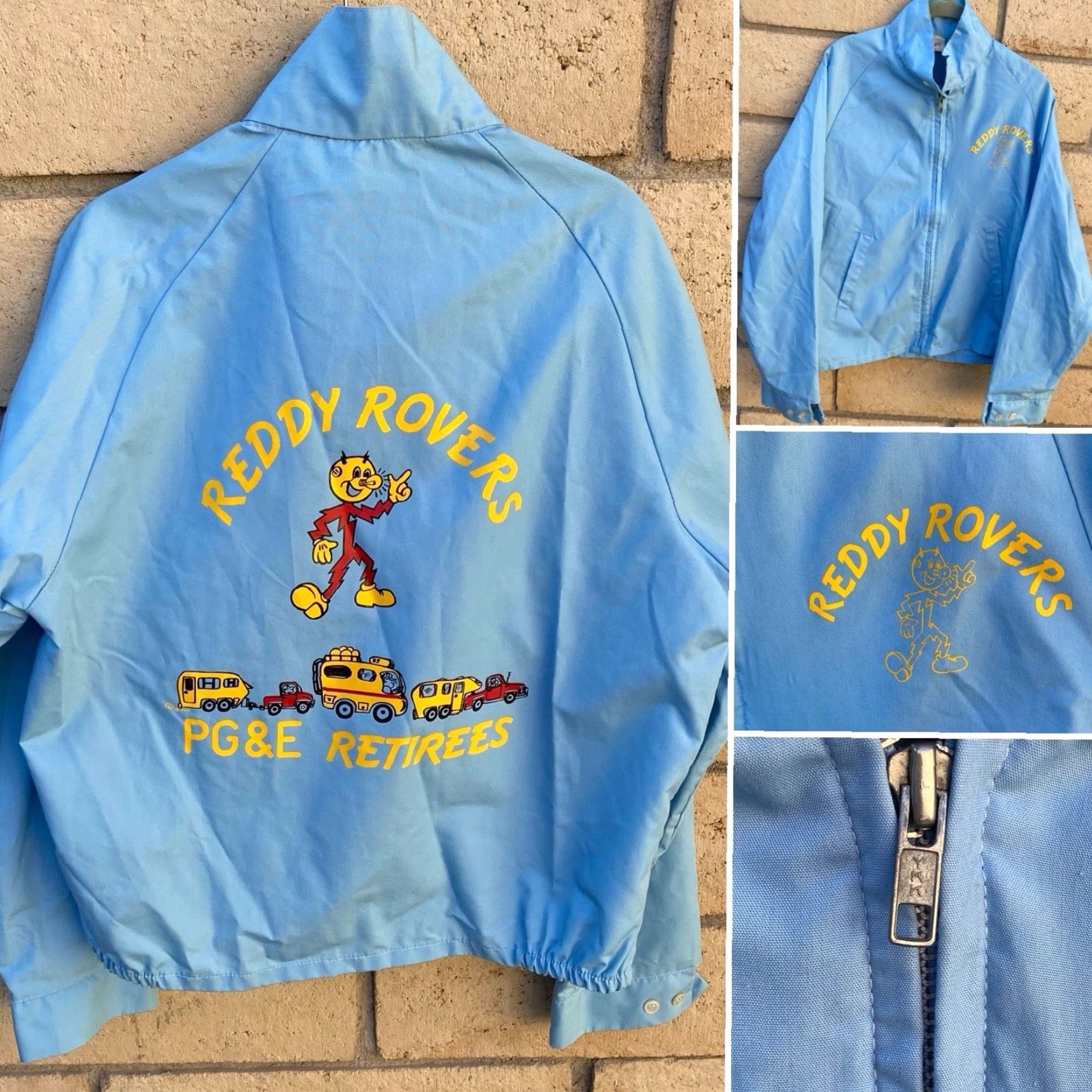 Vintage VINTAGE Auburn PGE Retirees Jacket Men M Blue Cotton Blend Windbreaker 65% polyester 35% cotton Reddy Kilowatt Reddy Rovers Size M Medium Size US M / EU 48-50 / 2 - 2 Thumbnail