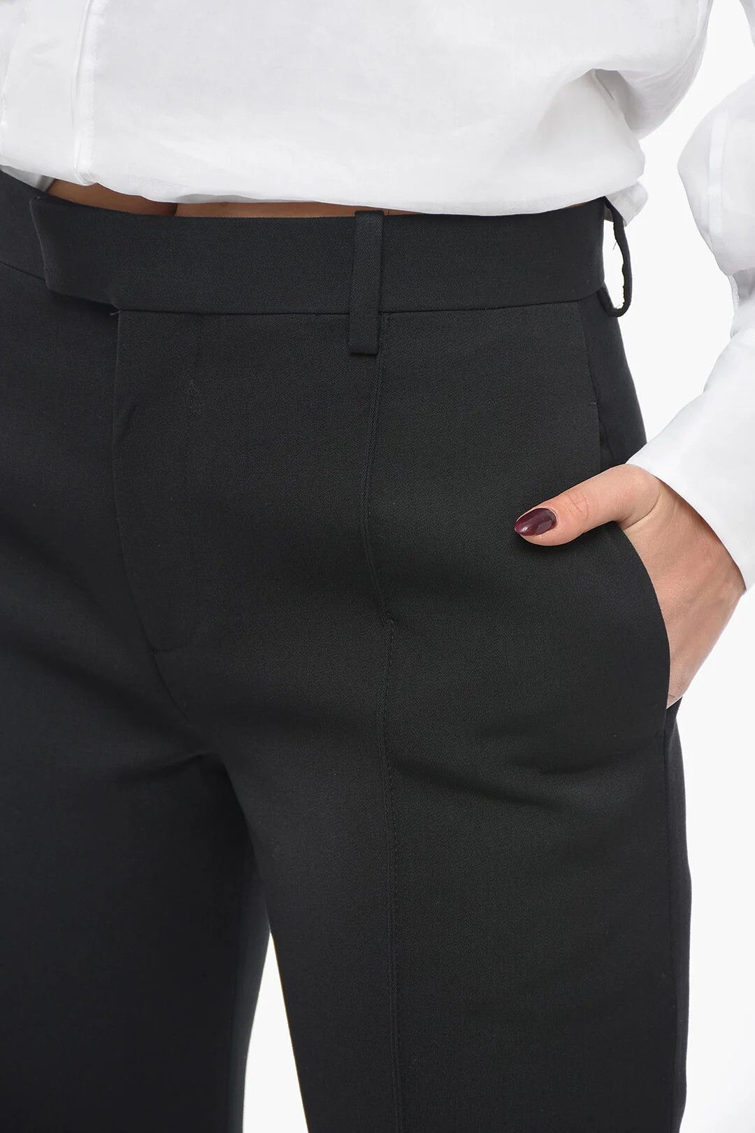 Bottega Veneta og1mm0426 One-Pleat Wool Pant in Black Size 25" / US 0 / IT 36 - 3 Thumbnail