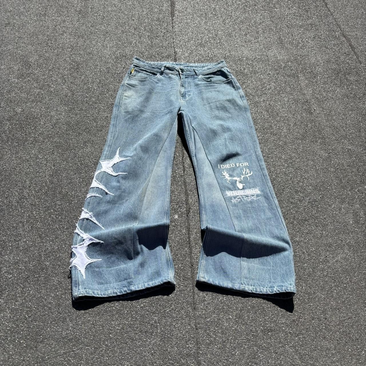 JNCO × Japanese Brand × Vintage jnco affliction style tribal embroidered jeans Size US 34 / EU 50 - 1 Thumbnail