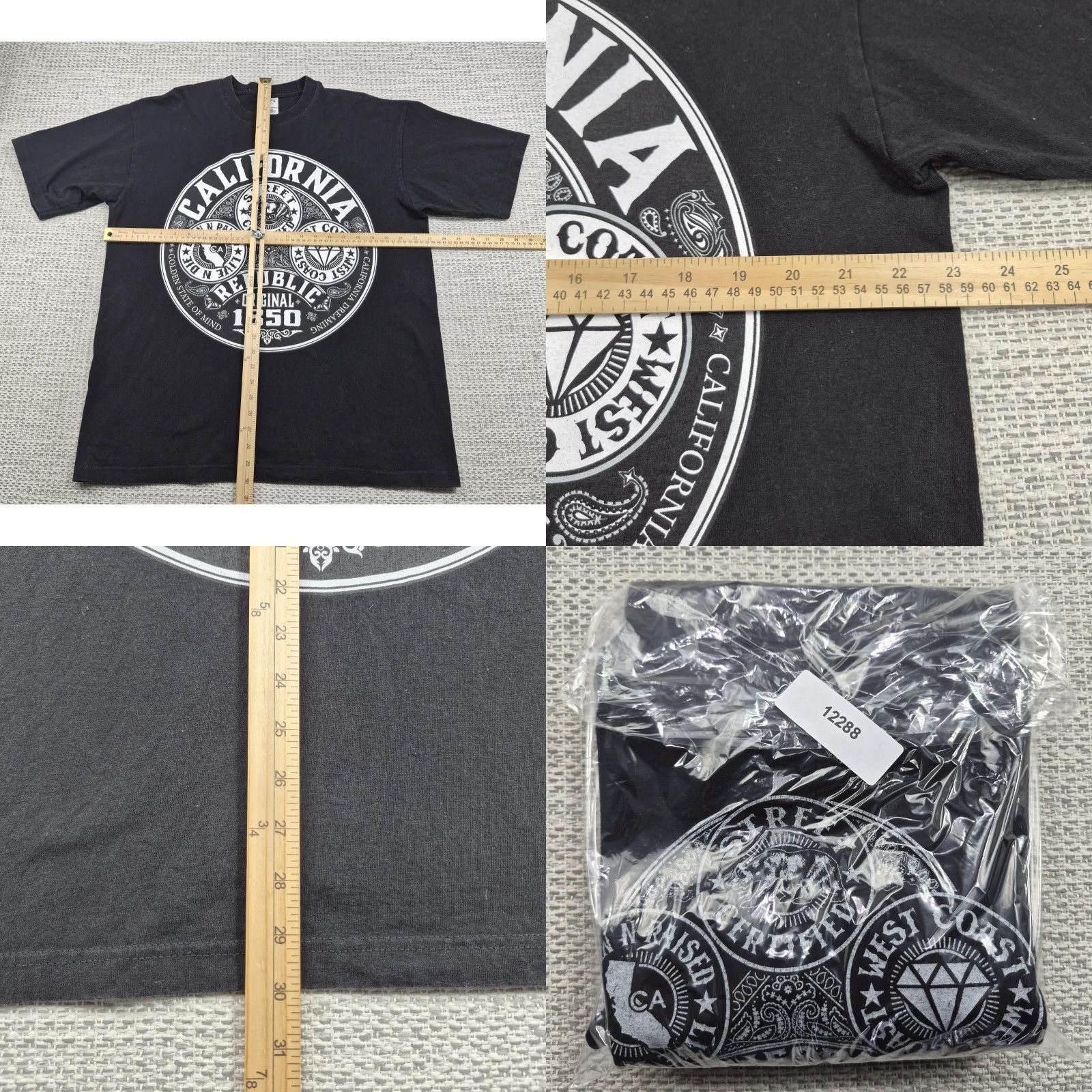 Vintage Shaka Wear California Republic Shirt Mens XL Black Street Graphic Tee West Coast Size US XL / EU 56 / 4 - 8 Thumbnail
