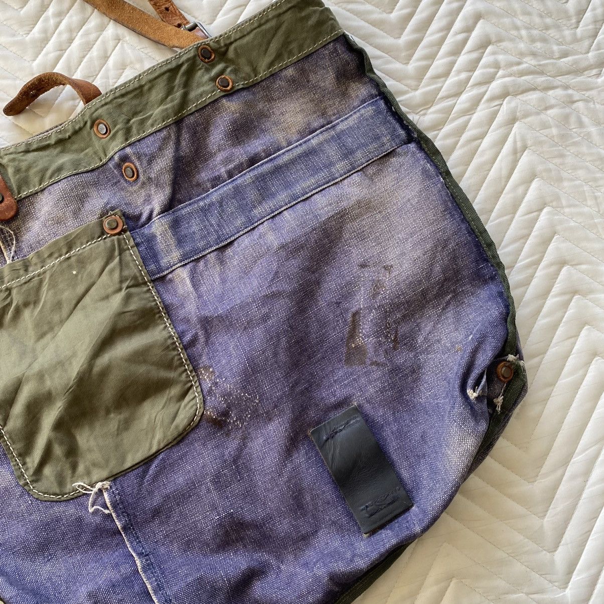 Japanese Brand Custom Made Denim Tote Bag– Vintage Patina Look Size ONE SIZE - 13 Thumbnail