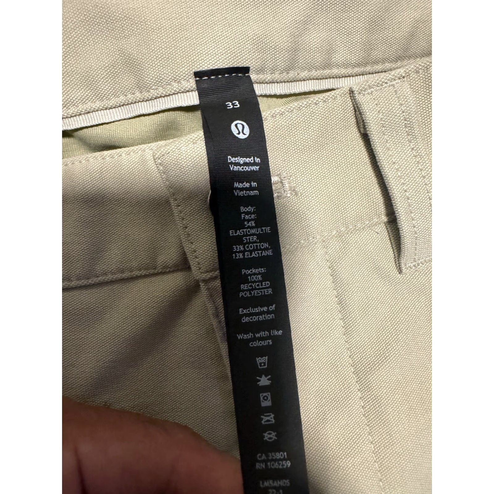 Lululemon Lululemon ABC Relaxed-Fit Pant Men 33 Beige Casual Stretch Khakis Pace Breaker Walking Size US 33 - 4 Thumbnail