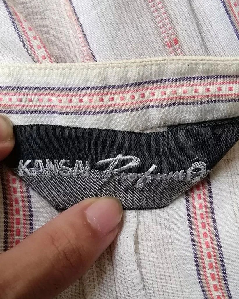 Kansai Yamamoto Archive 1980s KANSAI YAMAMOTO Puffed Sleeve Striped Blouse Size L / US 10 / IT 46 - 4 Thumbnail