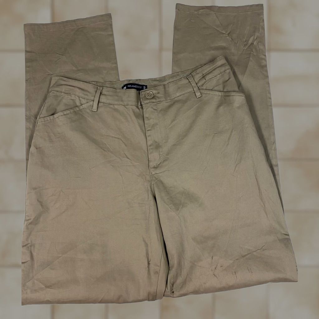 Lee Lee Womens Pants 32 Beige relaxed chino straight Pants Regular Women Beige 32 in 32 in Chino Womens Size 24" / US 00 / IT 34 - 1 Thumbnail