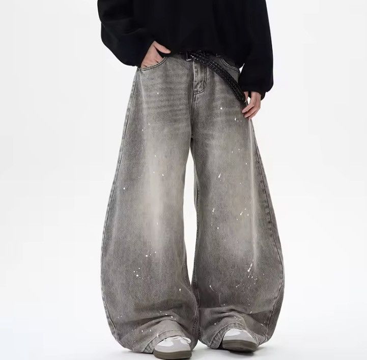 Jean Wide Leg Baggy Jeans with Paint Splatter Detail Size US 31 - 3 Thumbnail