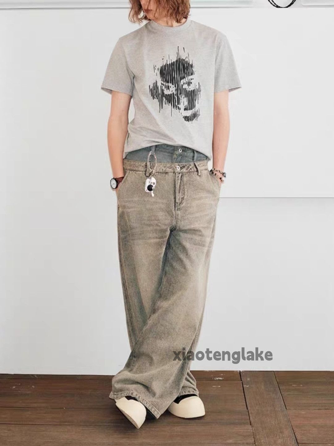 Designer × Jean × Vintage Unisex washed faded loose baggy patchwork hiphop jeans Size US 34 / EU 50 - 1 Thumbnail