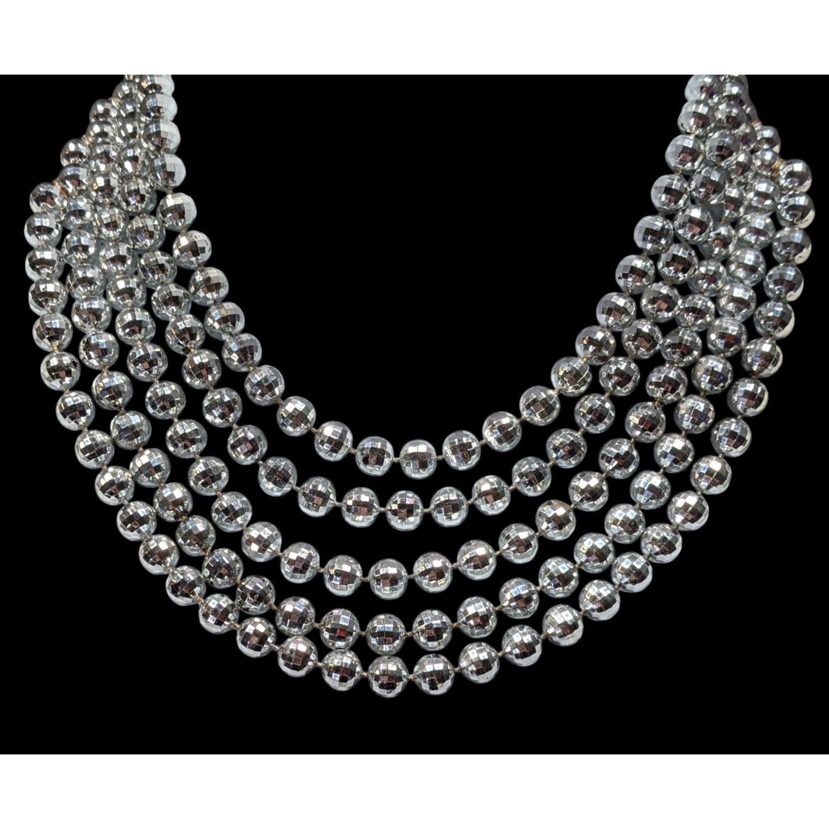 Other Elegant Layered Disco Ball Silver Tone Plastic Beaded Neckla Size ONE SIZE - 1 Thumbnail