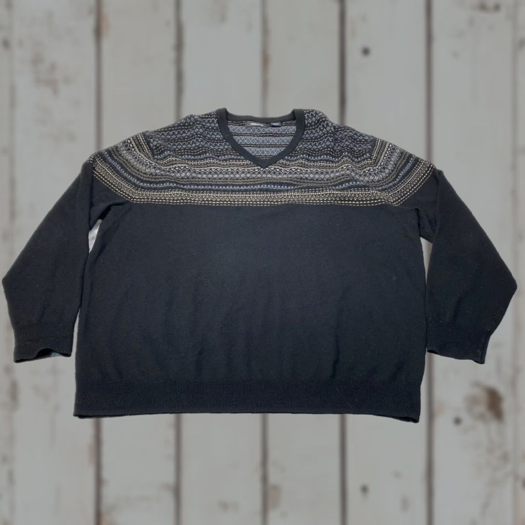 Liz Claiborne Claiborne Mens Sweater V-Neck Pullover 2XLT 100% Wool Black 7276 Size US XXL / EU 58 / 5 - 1 Thumbnail