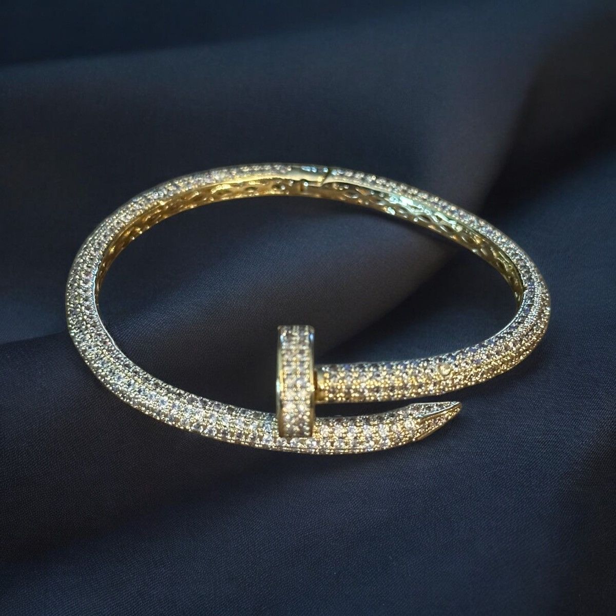 Other Gold tone paved wrapped nail bangle bracelet Size ONE SIZE - 1 Thumbnail