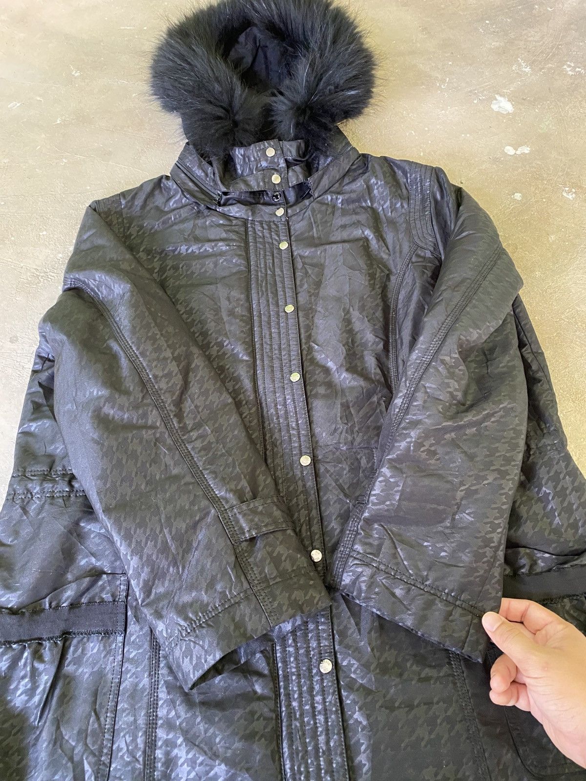 Hiroko Koshino Homme Hiroko Bis Fur Hood Houndstooth Parka Jacket Size US M / EU 48-50 / 2 - 5 Thumbnail
