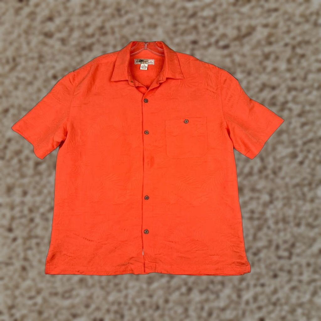 Harley Davidson VINTAGE Joe Marlin Shirt Mens Extra Large Orange Floral Harley Davidson & Flag Patch Button-Up Casual Hawaiian 2XL Mens Size US XXL / EU 58 / 5 - 1 Thumbnail