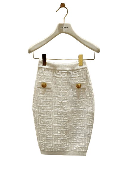Balmain o1srvl11e1125 Midi Skirt in White Size 27" / US 4 / IT 40 - 1 Preview