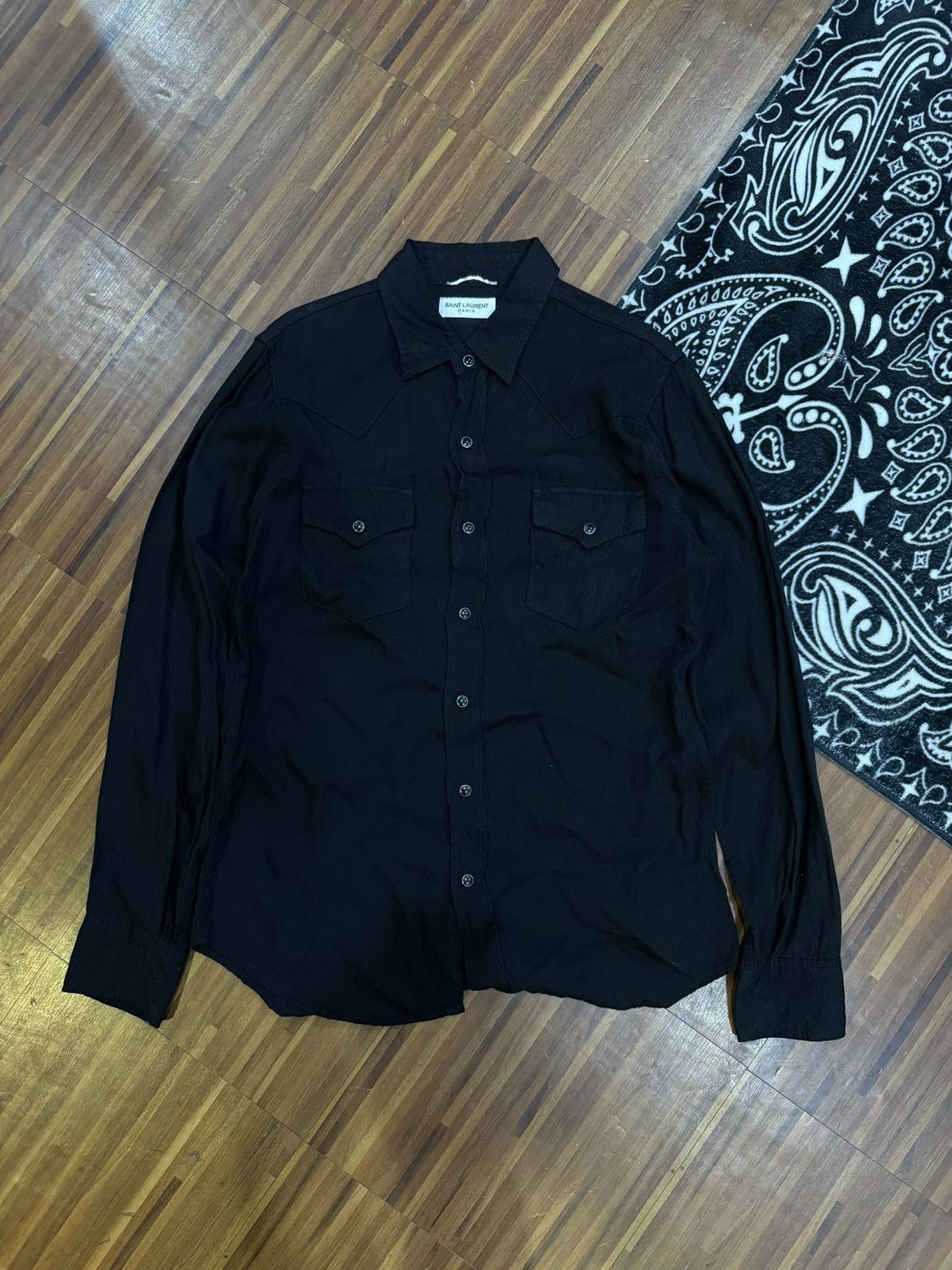 Saint Laurent Paris Saint Laurent pointed collar Western denim shirt Size US M / EU 48-50 / 2 - 2 Thumbnail