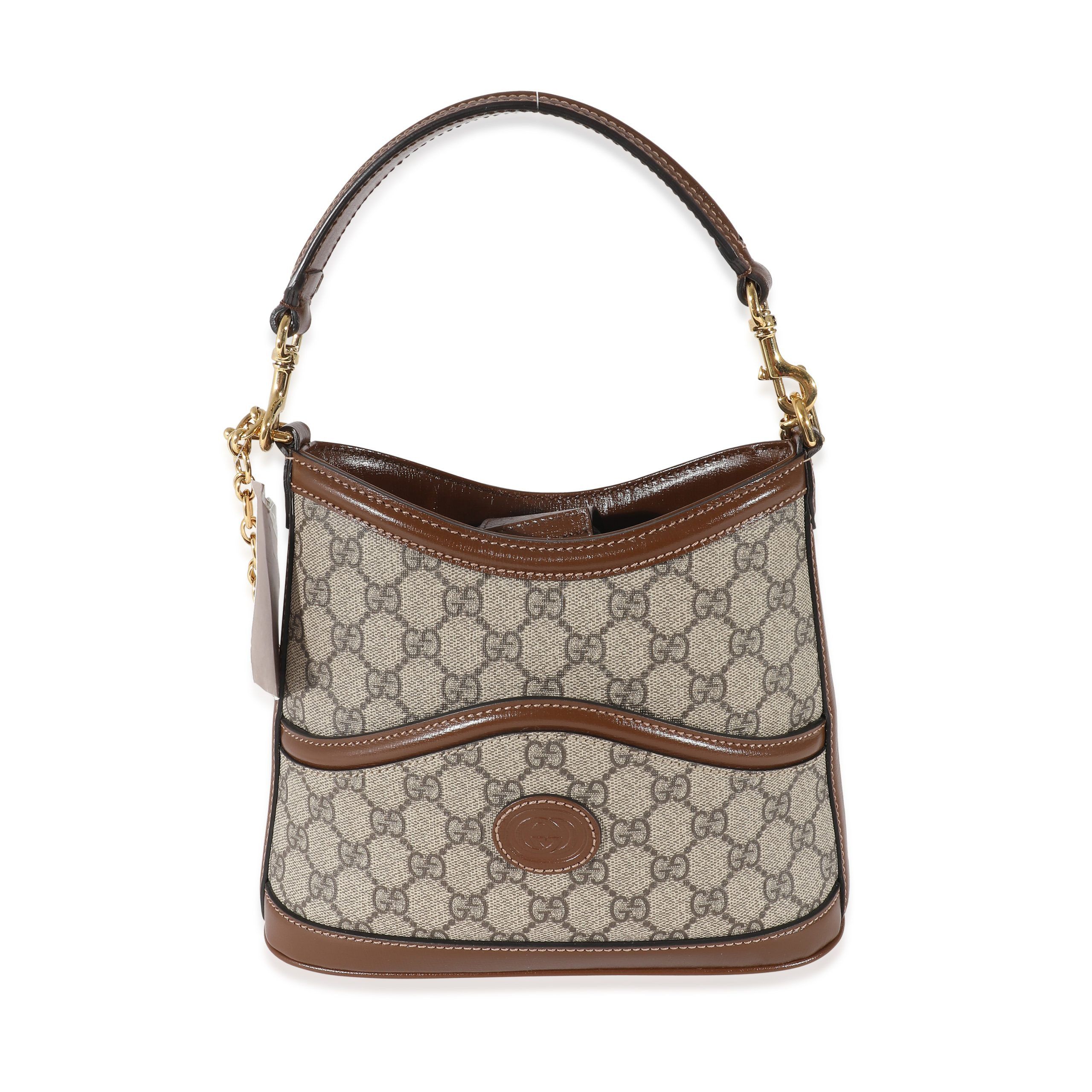 image of Gucci Beige GG Supreme Retro Interlocking G Hobo in Brown, Women's