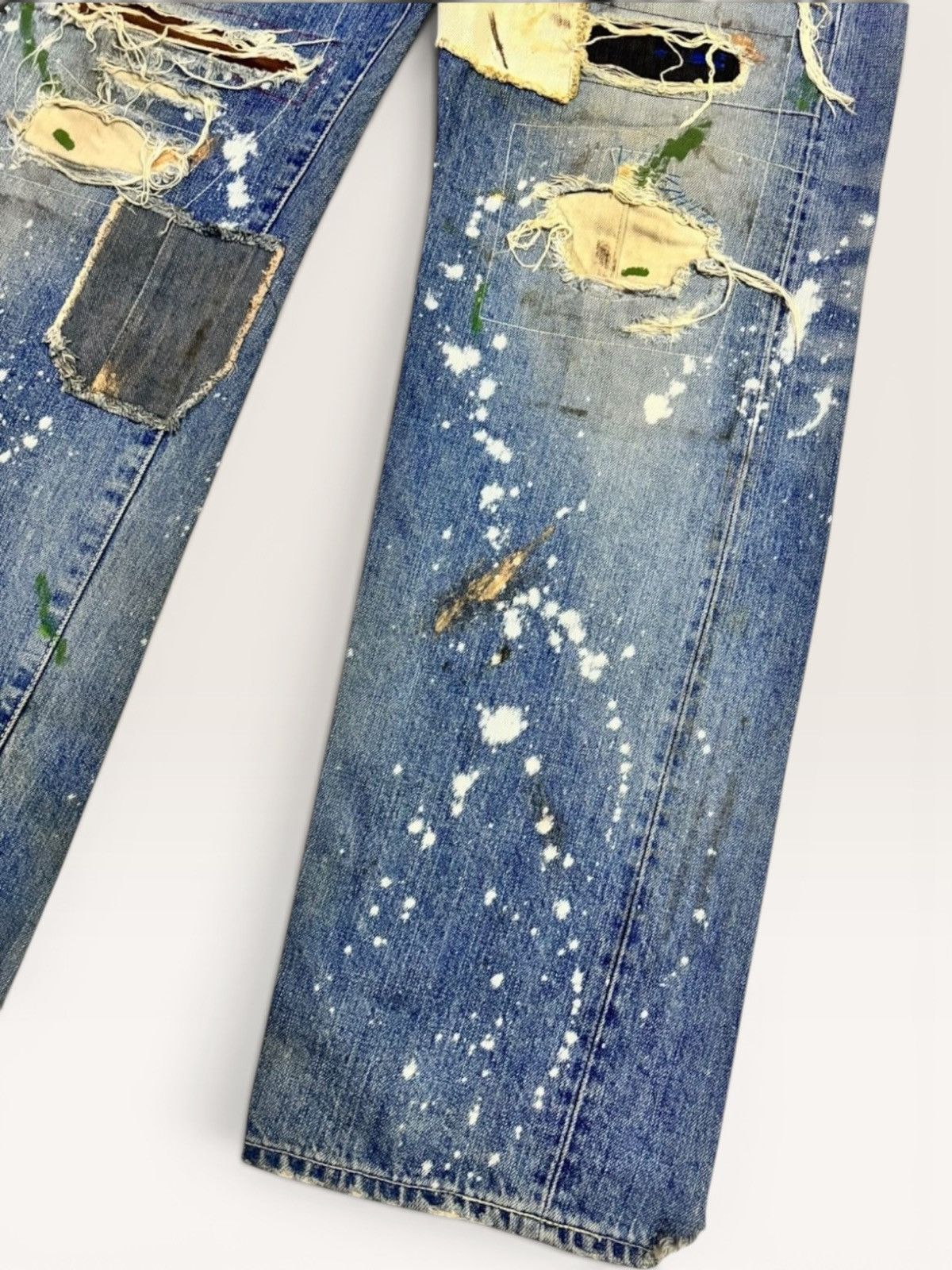 Junya Watanabe × Levi's Vtg Levis 501xx Big E Selvedge Splatter Patchwork Boro Jeans Size US 36 / EU 52 - 7 Thumbnail