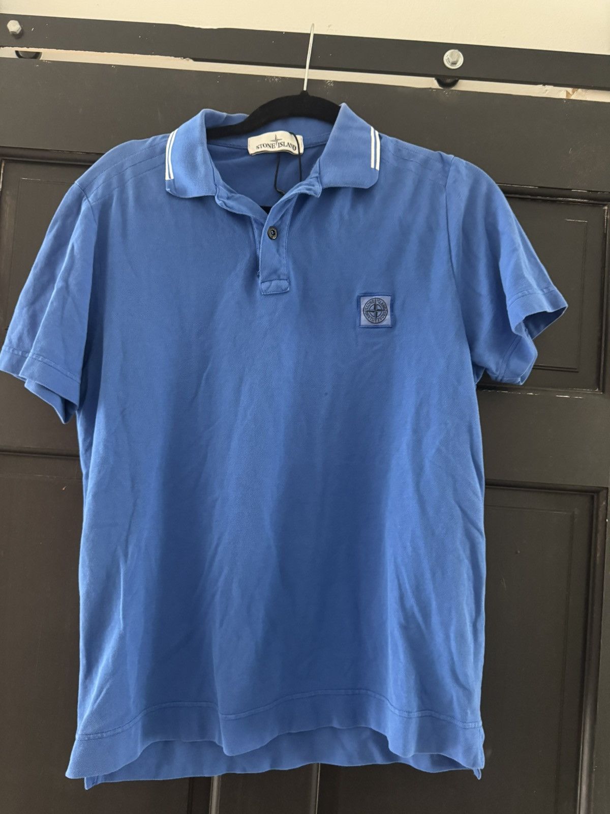 Stone Island Compass Patch Polo Shirt Blue