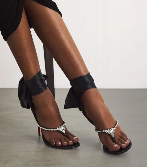 Christian Louboutin o1bcso1str0825 Just Queenie Desert Heeled Sandals in Black Size US 8 / IT 38 - 6 Thumbnail