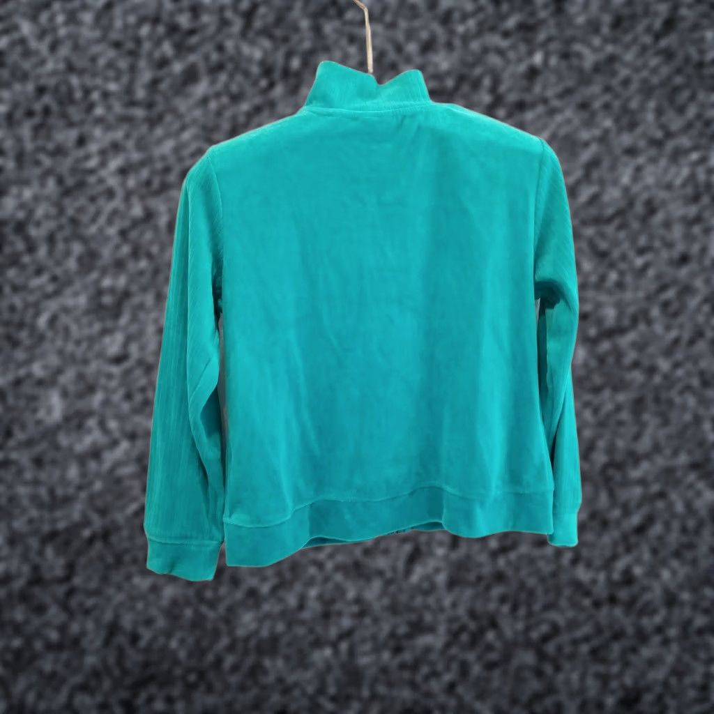Vintage Pappagallo Womens Jade Blue Velour Full-Zip Jacket Petite PM Medium NWT Women's Jacket Velour Full-Zip Jade Blue Size M / US 6-8 / IT 42-44 - 1 Thumbnail