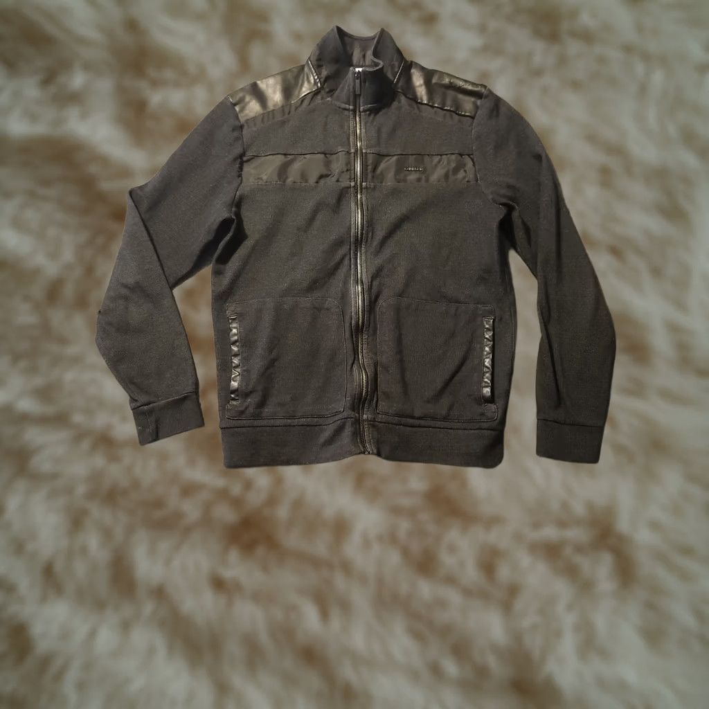 Calvin Klein Calvin Klein Jacket Women's S Full Zip Black/Gray Mock Neck Stretch 90s College Designer Outdoor Short Sleeve: N/A (replacement) Size S / US 4 / IT 40 - 1 Thumbnail
