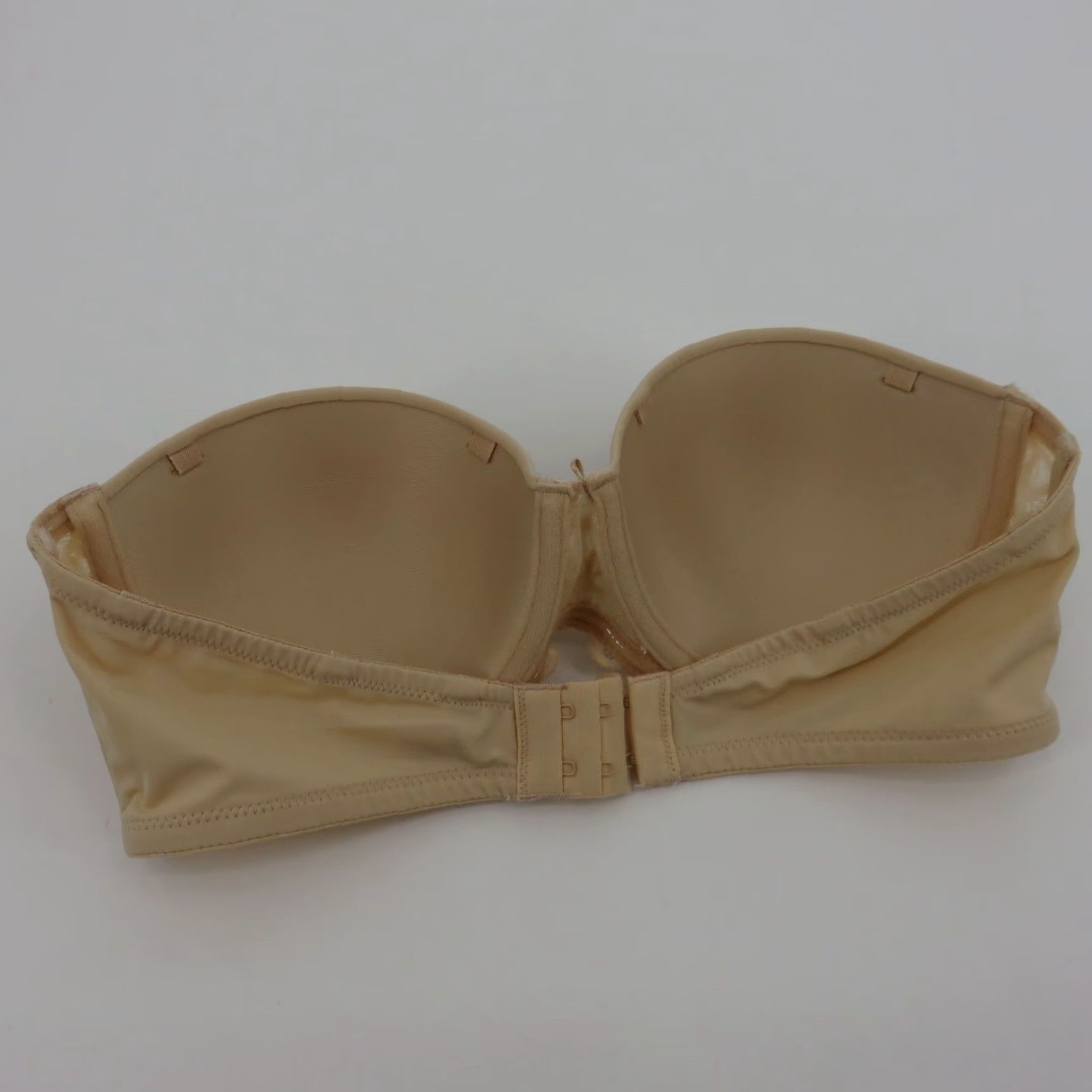 Vintage SO 36B Bra Strapless Underwire Padded Beige Bow Womens Size ONE SIZE - 5 Thumbnail