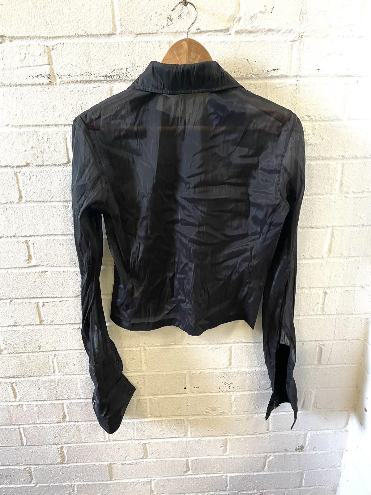 Designer Karen Millen Black Satin Long Sleeve Shirt Size 10 Size L / US 10 / IT 46 - 3 Thumbnail