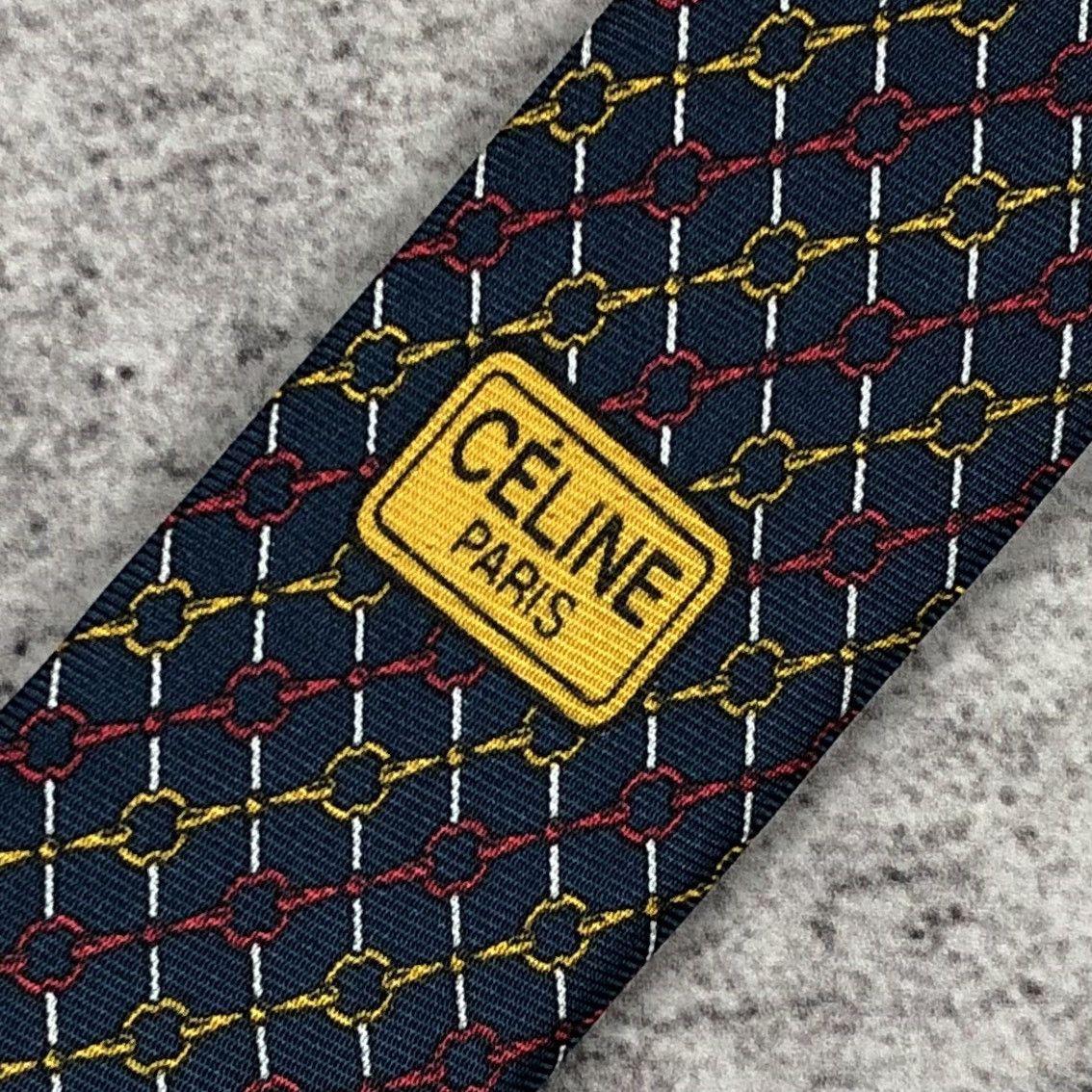 Celine Vintage Celine Paris Silk Tie Chain Link Macadam Pattern Size ONE SIZE - 8 Thumbnail