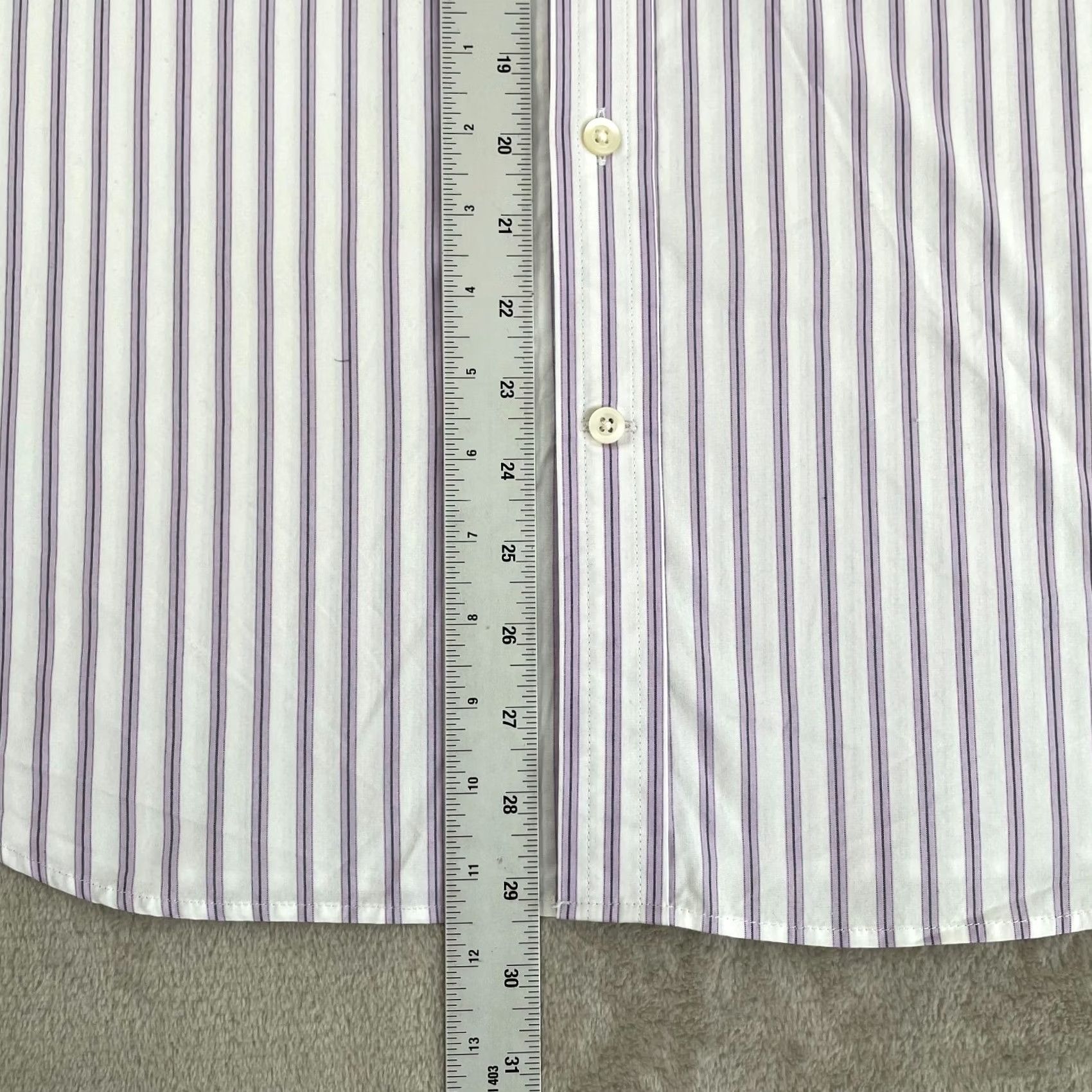 Banana Republic Banana Republic Tech Shirt Men Large White Purple Stripe Slim Fit Preppy NWOT Size US L / EU 52-54 / 3 - 6 Thumbnail